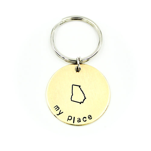 Brass Circle Keychain - my place ♥