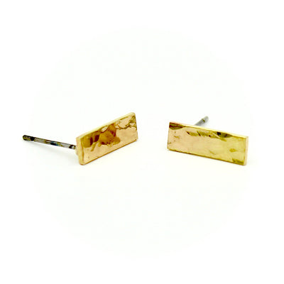 Hammered Rectangle Earrings - Brass