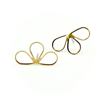 Half Flower Earrings - Brass