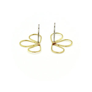 Half Flower Earrings - Brass
