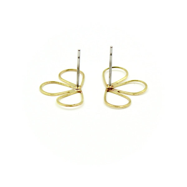 Half Flower Earrings - Brass