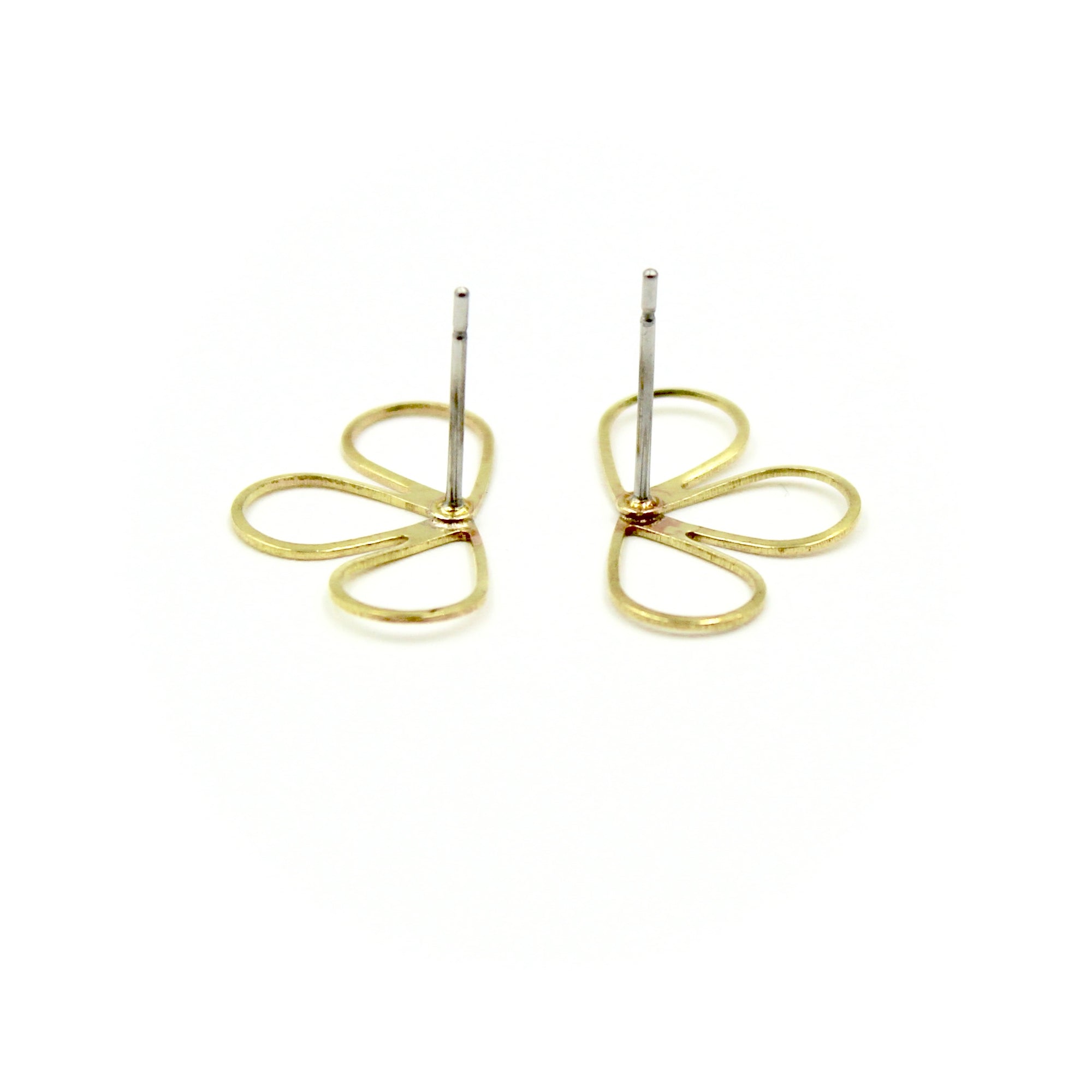 Half Flower Earrings - Brass