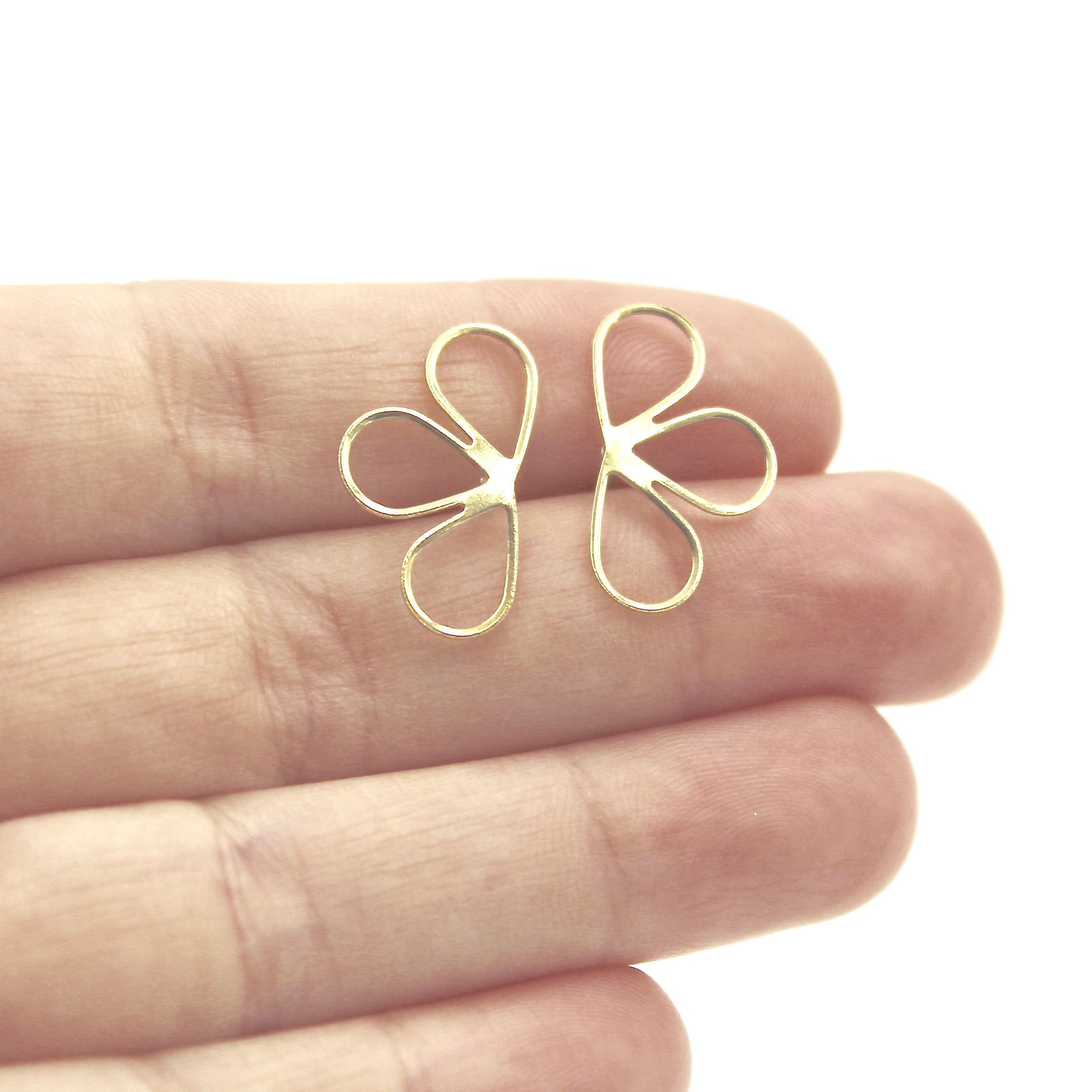 Half Flower Earrings - Brass