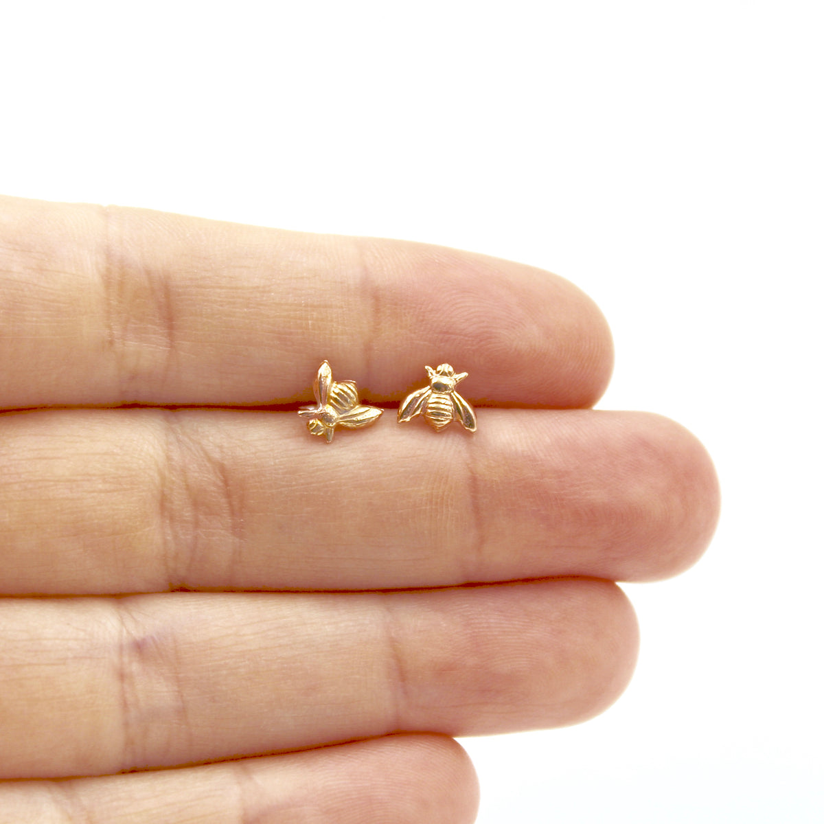 Bee Earrings - Brass