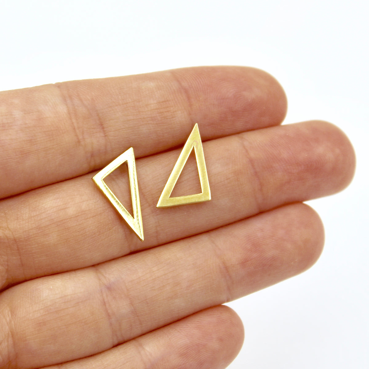 Angled Triangle Earrings - Brass