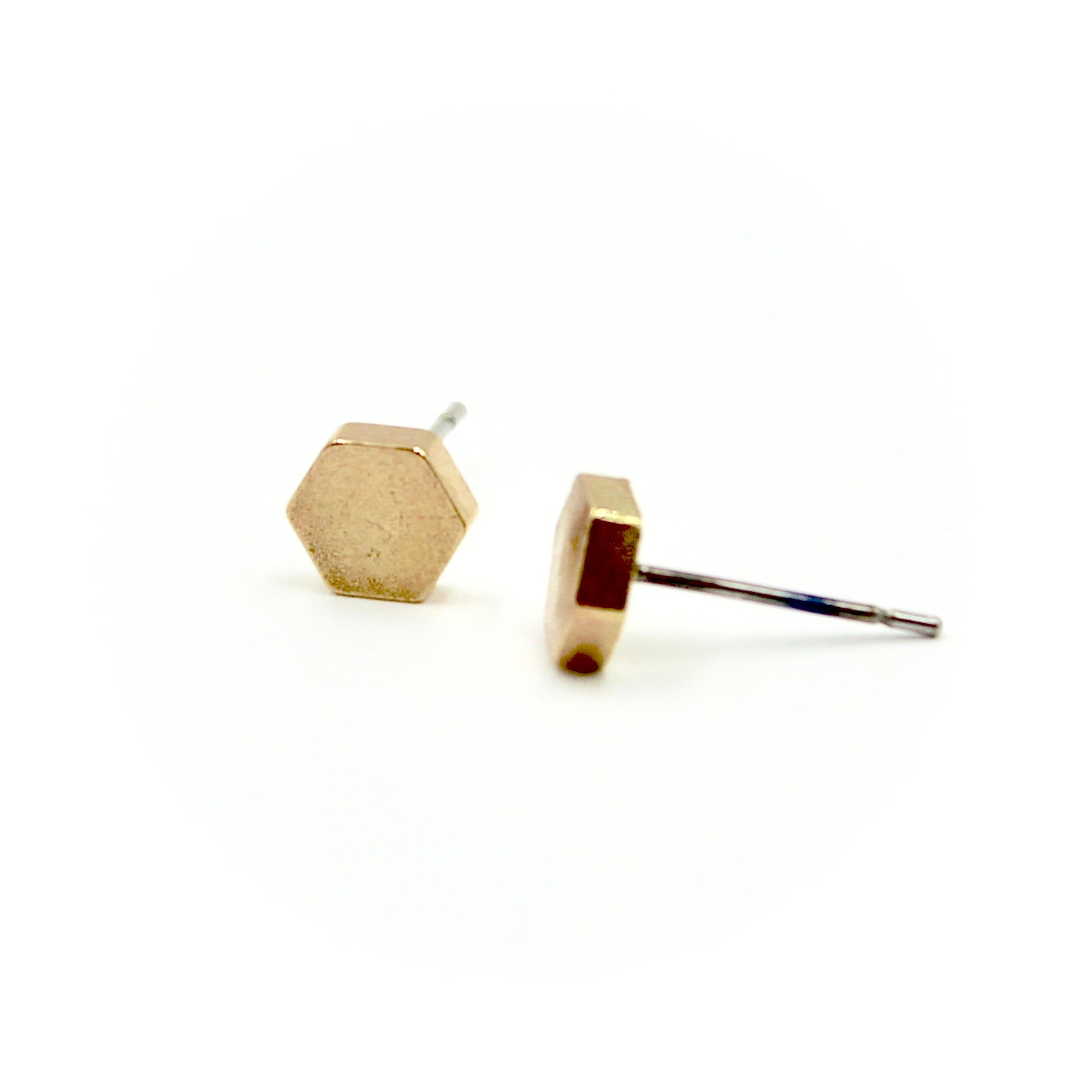 Hexagon Earrings - Brass