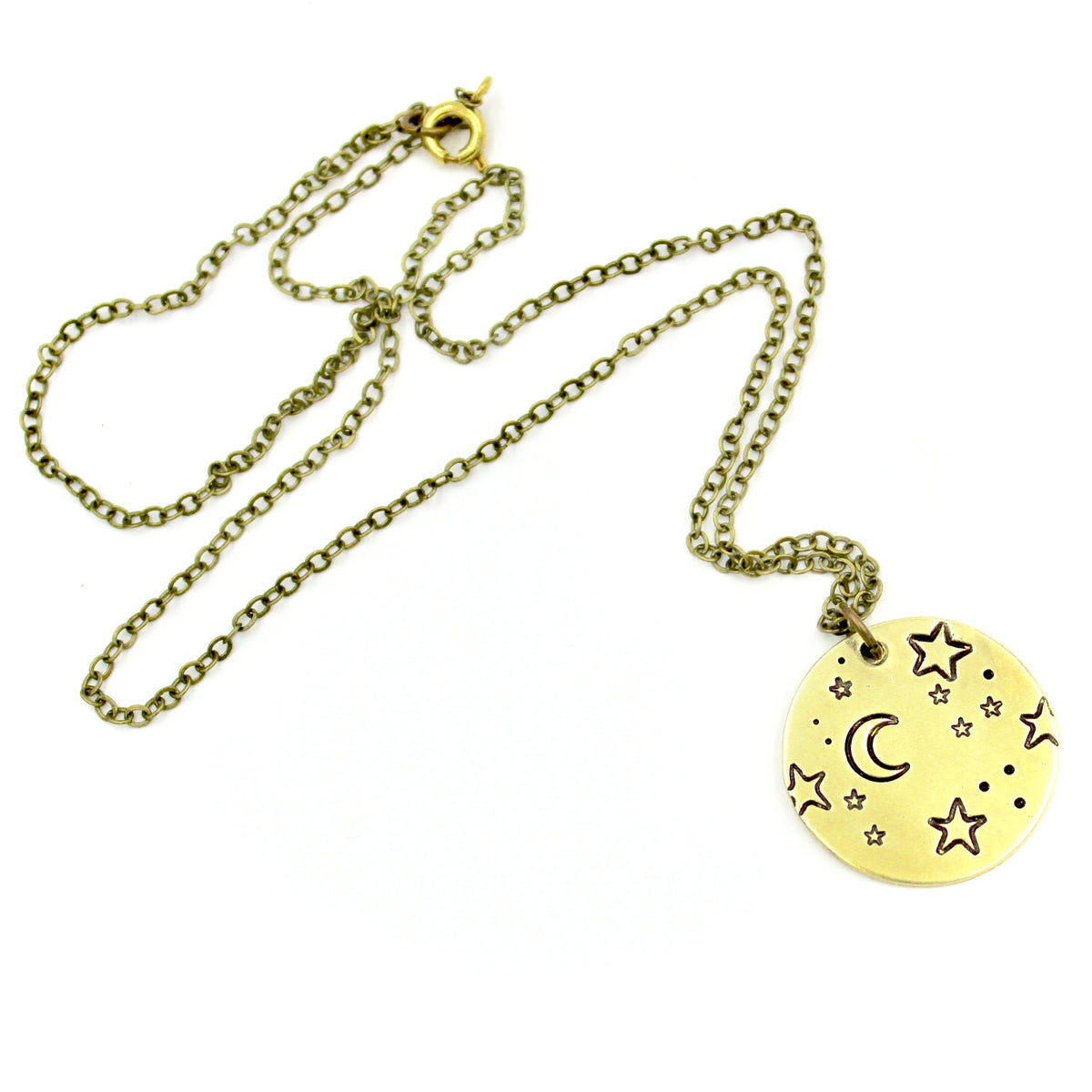Moon & Stars Necklace - Brass