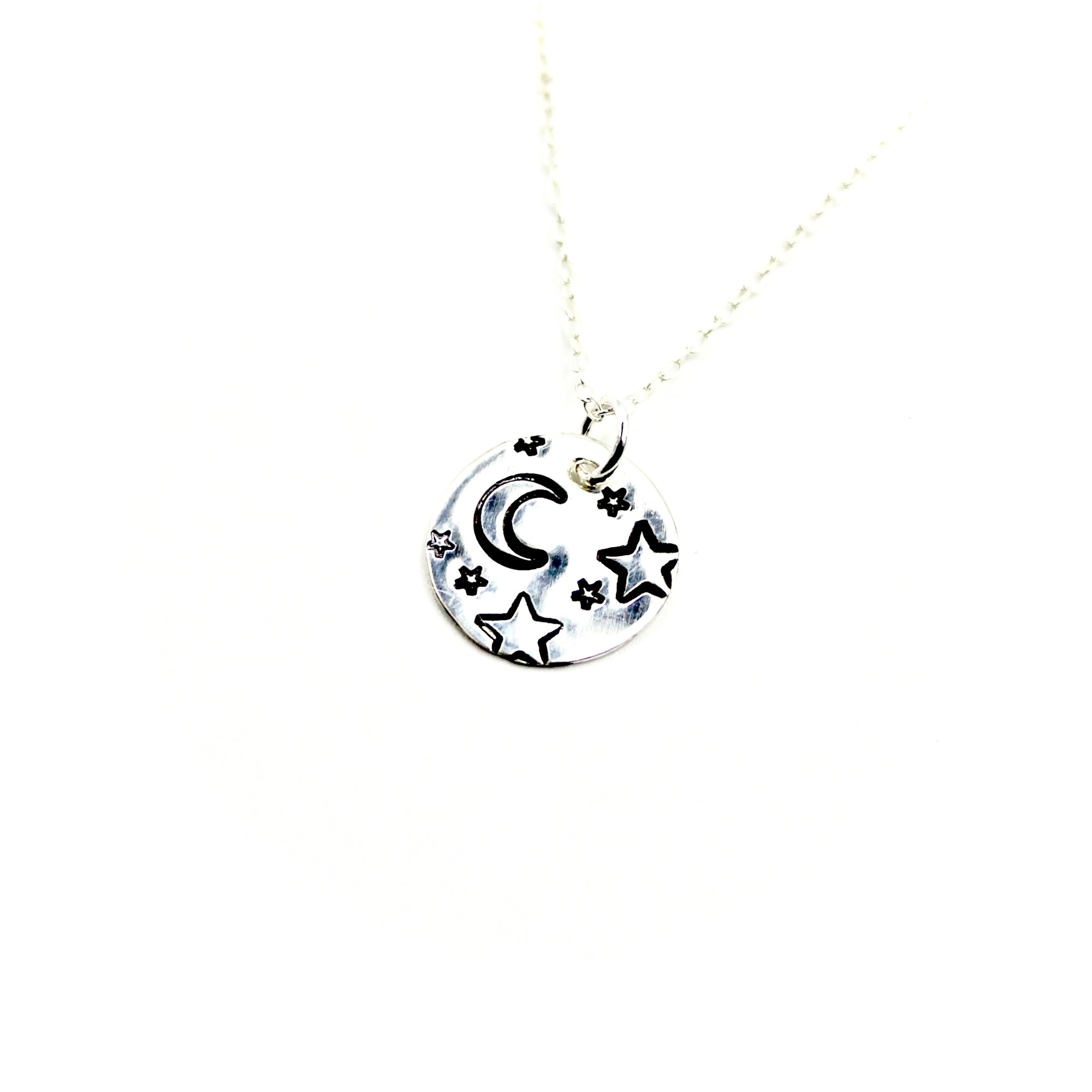 Moon & Stars Necklace - Sterling Silver