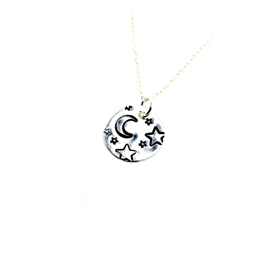 Moon & Stars Necklace - Sterling Silver