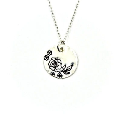 Flower Border Necklace - Sterling Silver