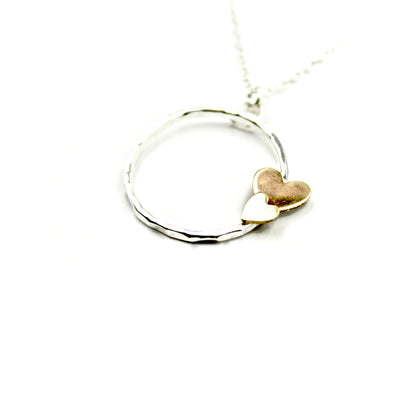 Double Heart Circle Necklace