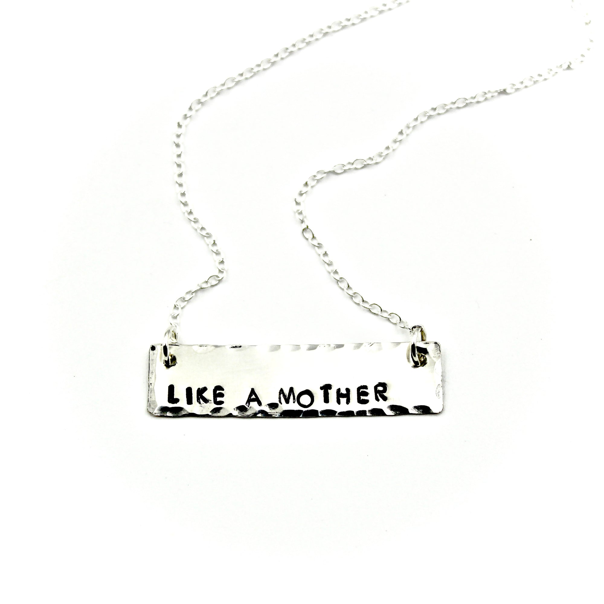Like A Mother  Silver Bar Necklace