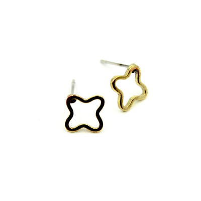 Quatrefoil Clover Earrings - Brass