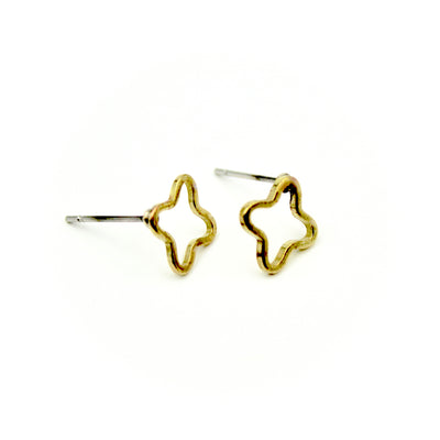 Quatrefoil Clover Earrings - Brass