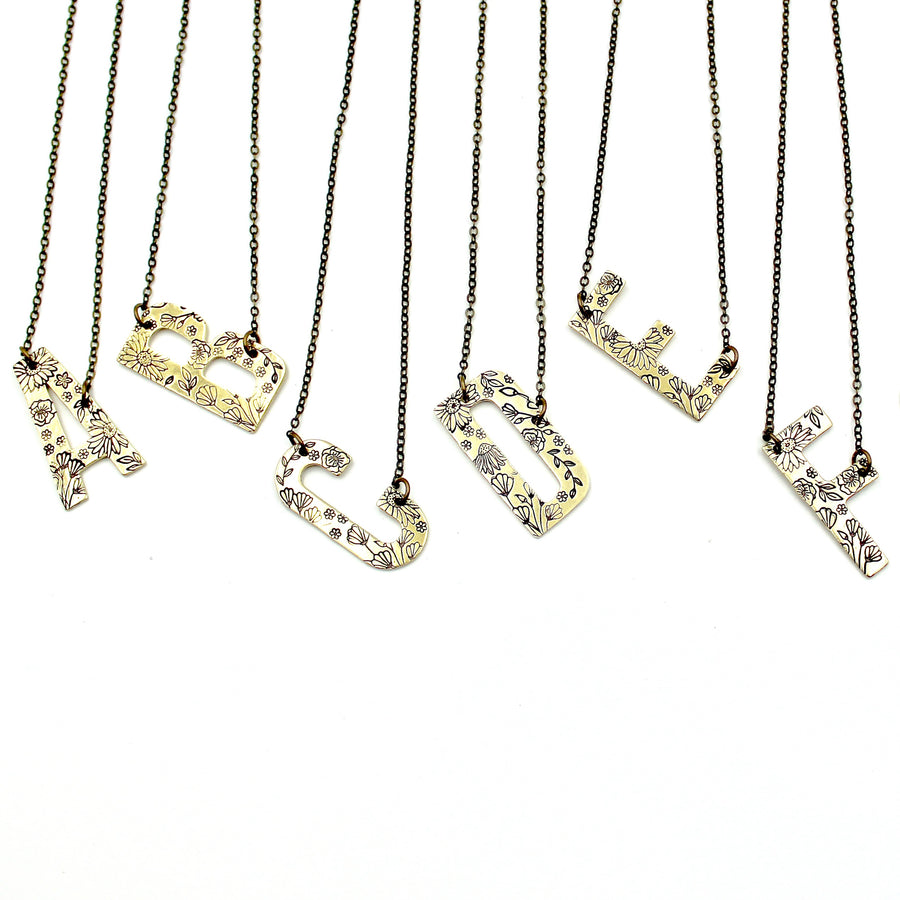 Floral Initial Necklace