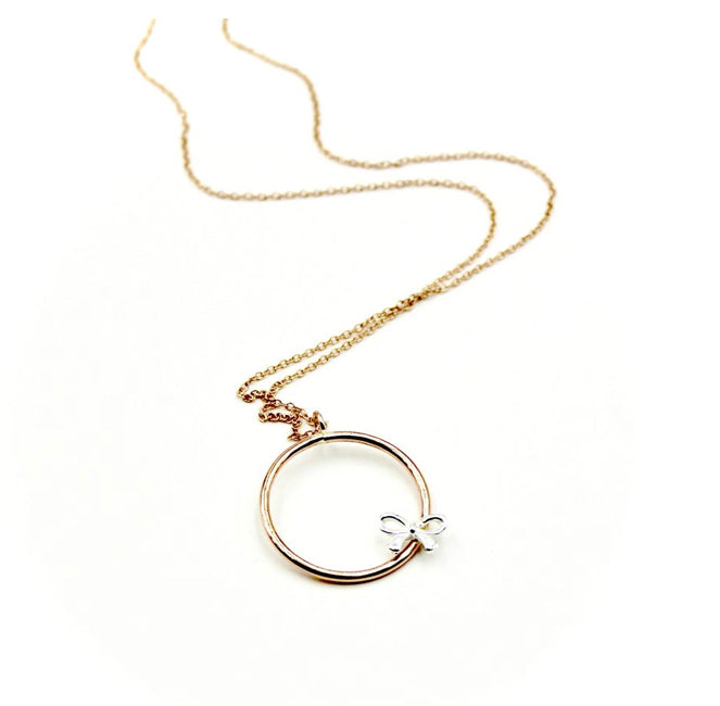 Bow Rose Gold-Filled Circle Necklace