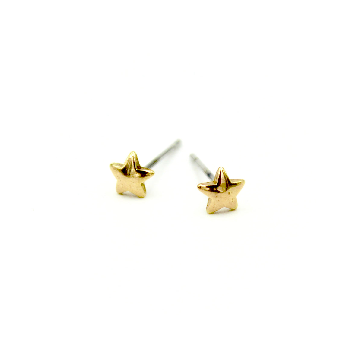 Tiny Star Earrings - Brass