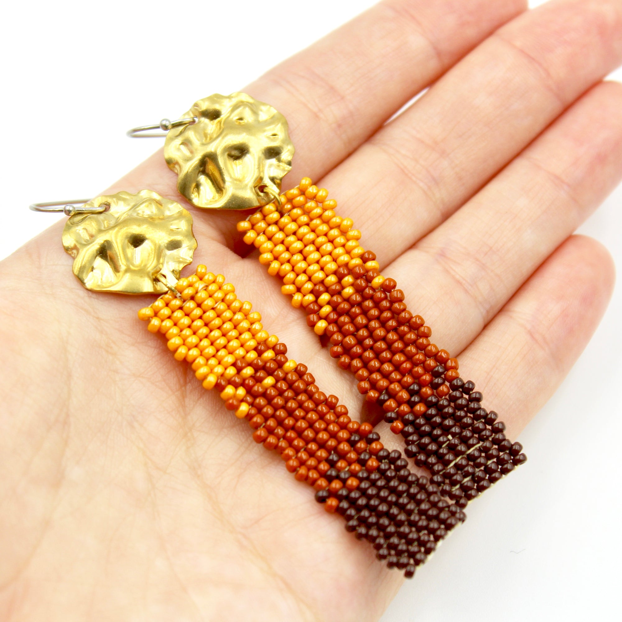 Callie Earrings - Woven Seed Beads
