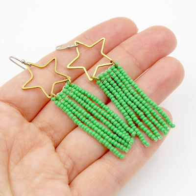 Nellie Earrings - Woven Seed Beads
