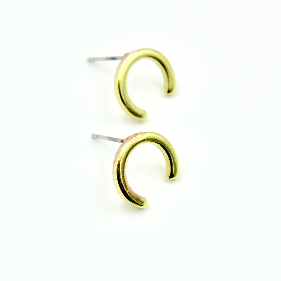 Horn Earrings - Brass