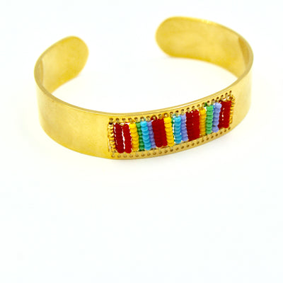 Rainbow Stripe Bracelet - Woven Seed Beads