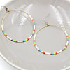 Rainbow Hoop Earrings - Woven Seed Beads