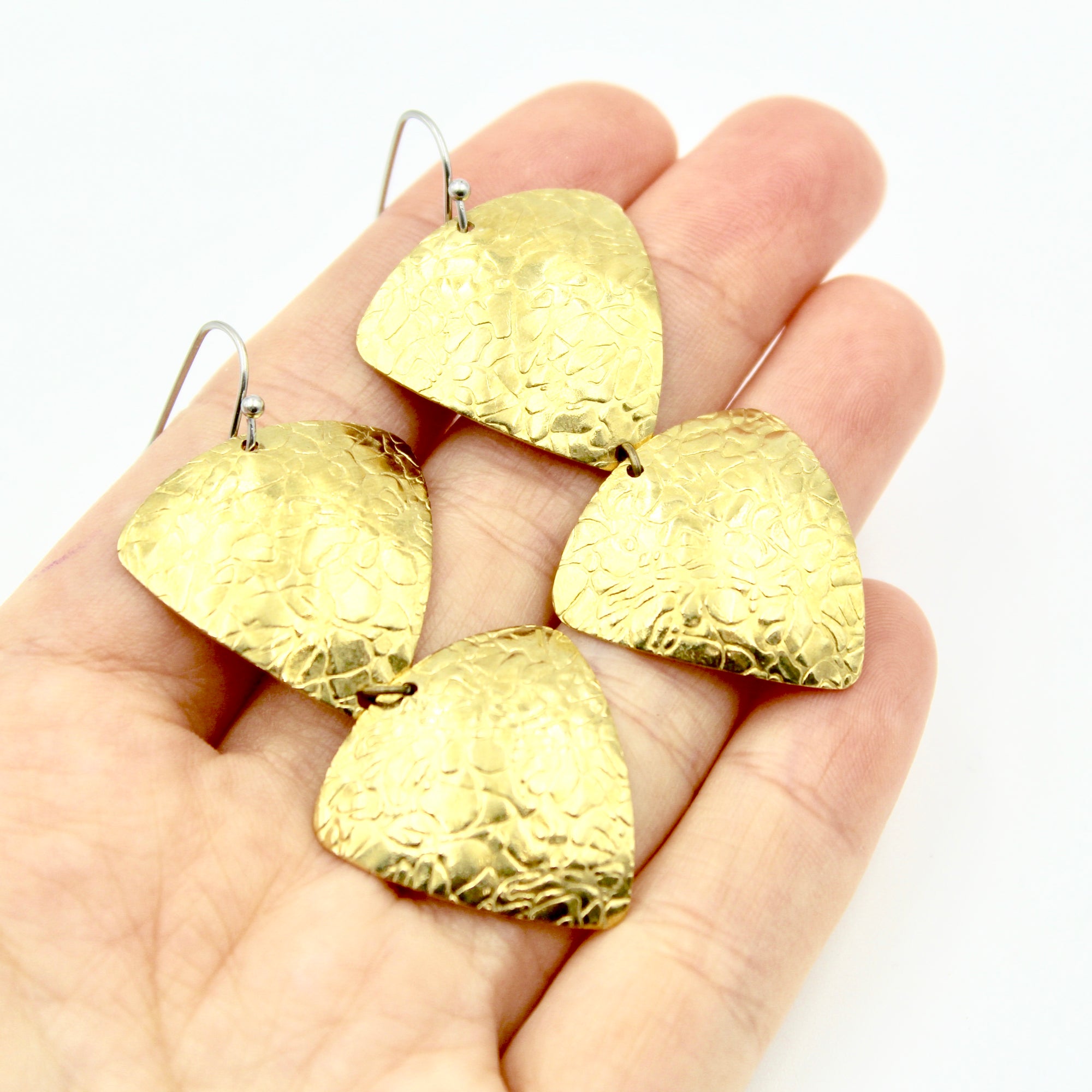 Textured Triangle Drop Earrings