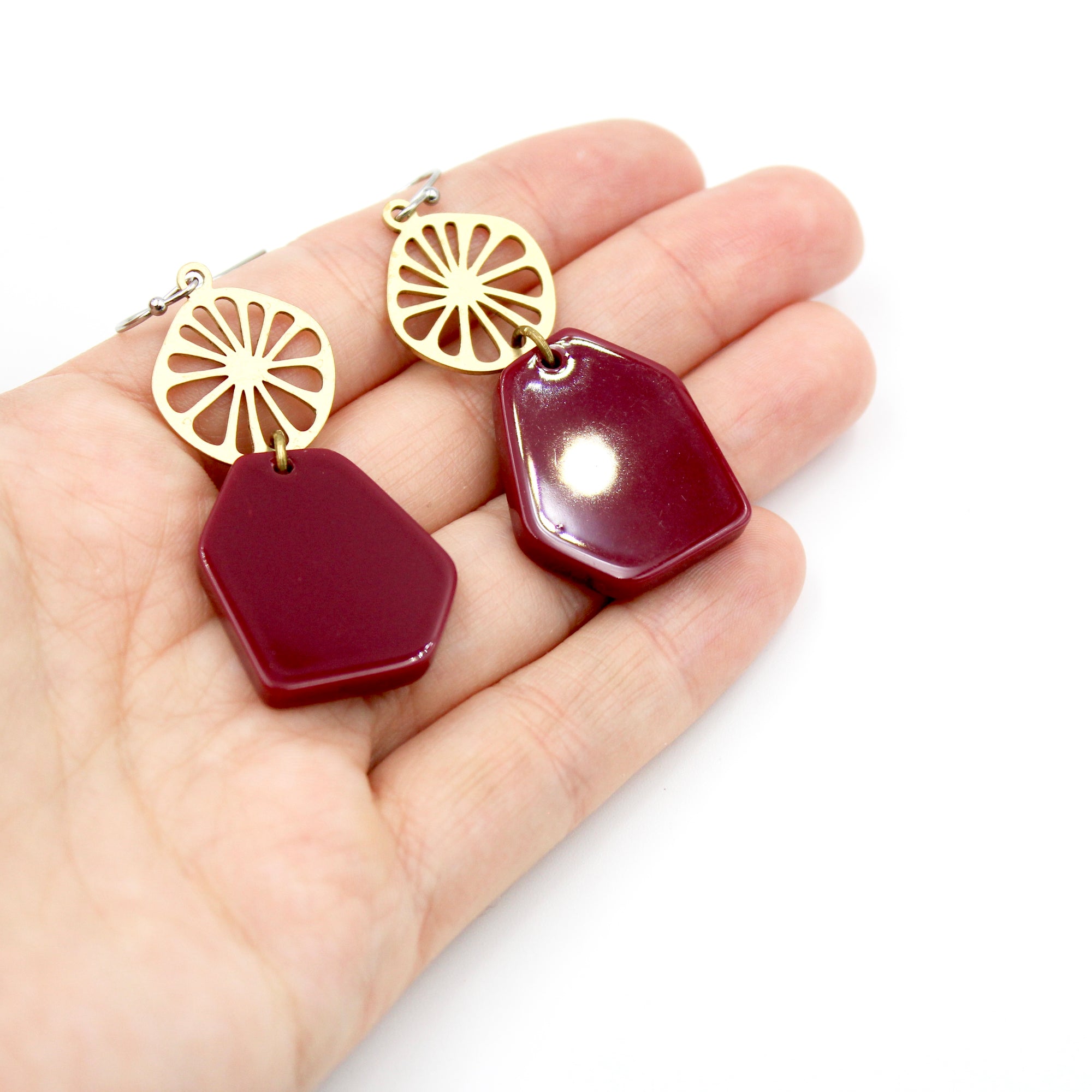 Burgundy Slice Earrings