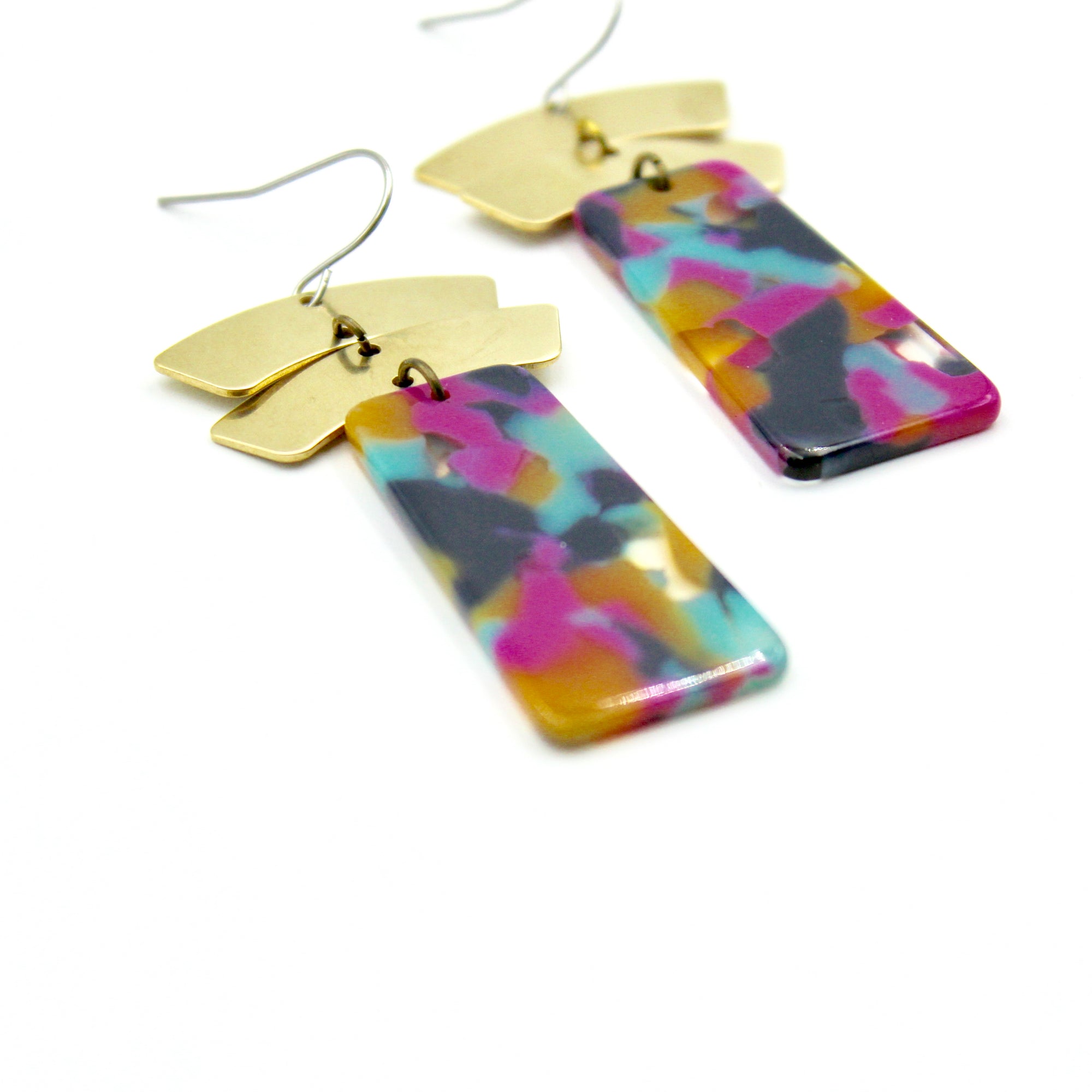 Chunky Drop Earrings - Neon