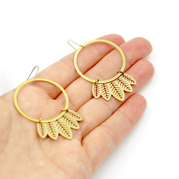 Leafy Hoop Earrings