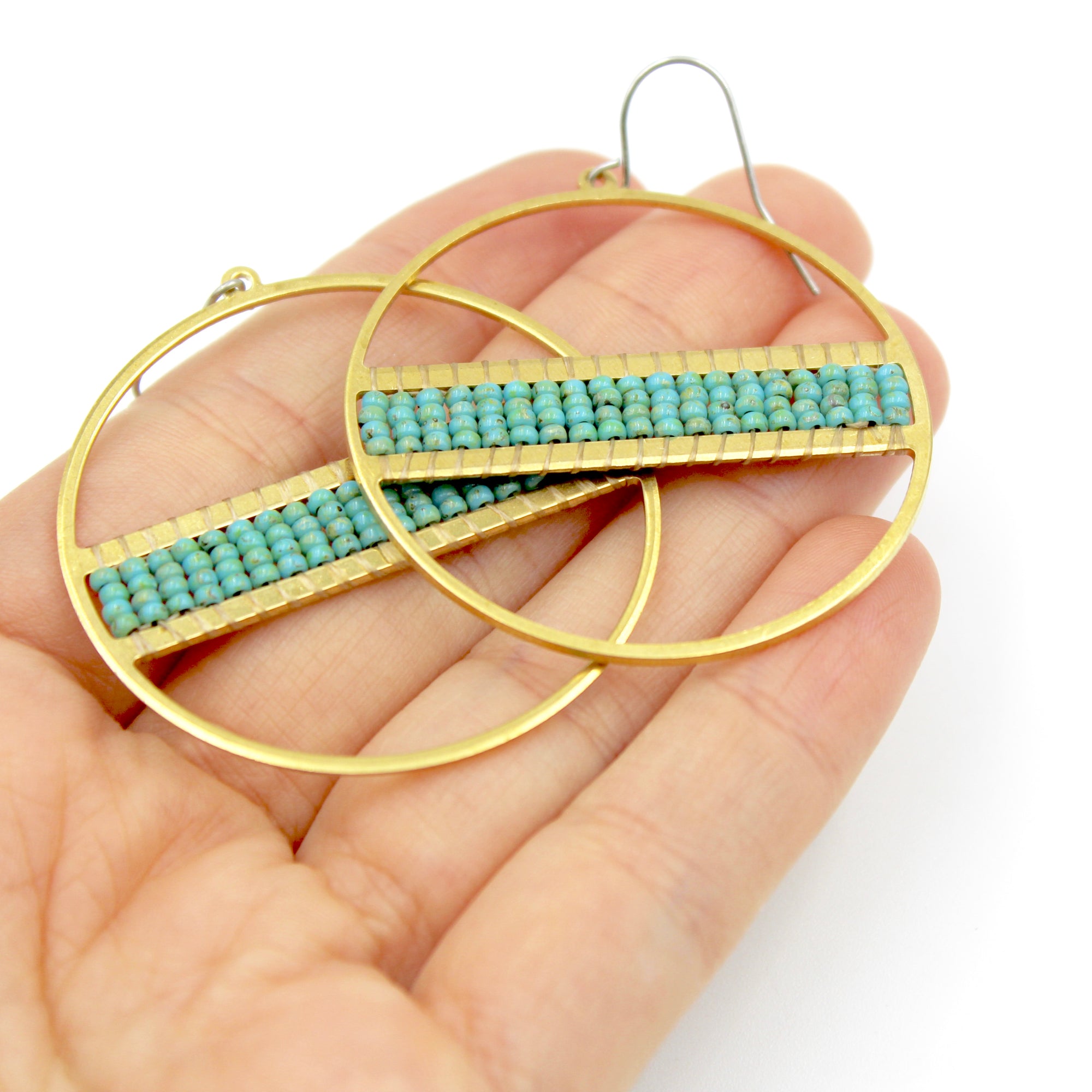 Ashleigh Earrings - Woven Seed Beads