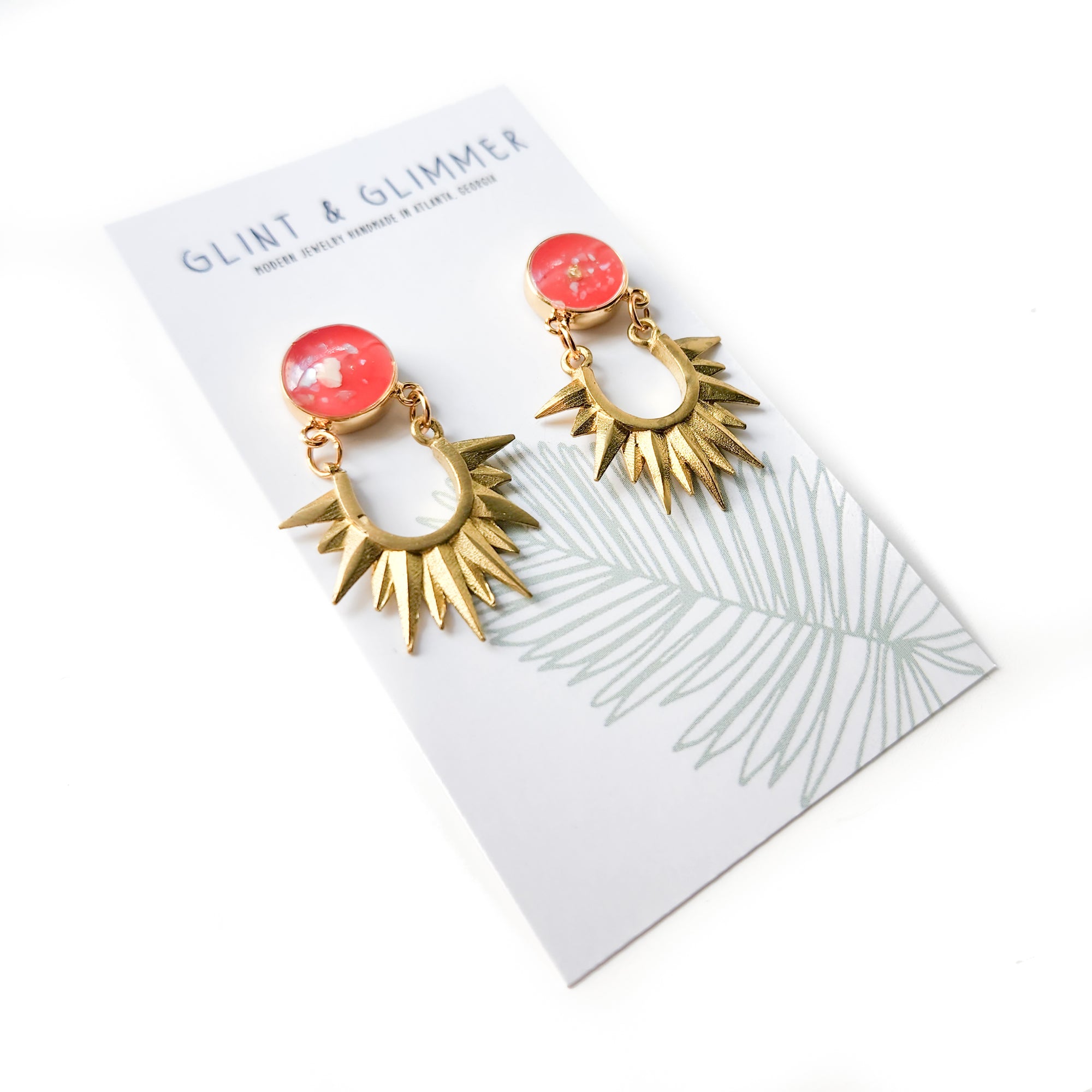 Gold and Red Resin Earrings