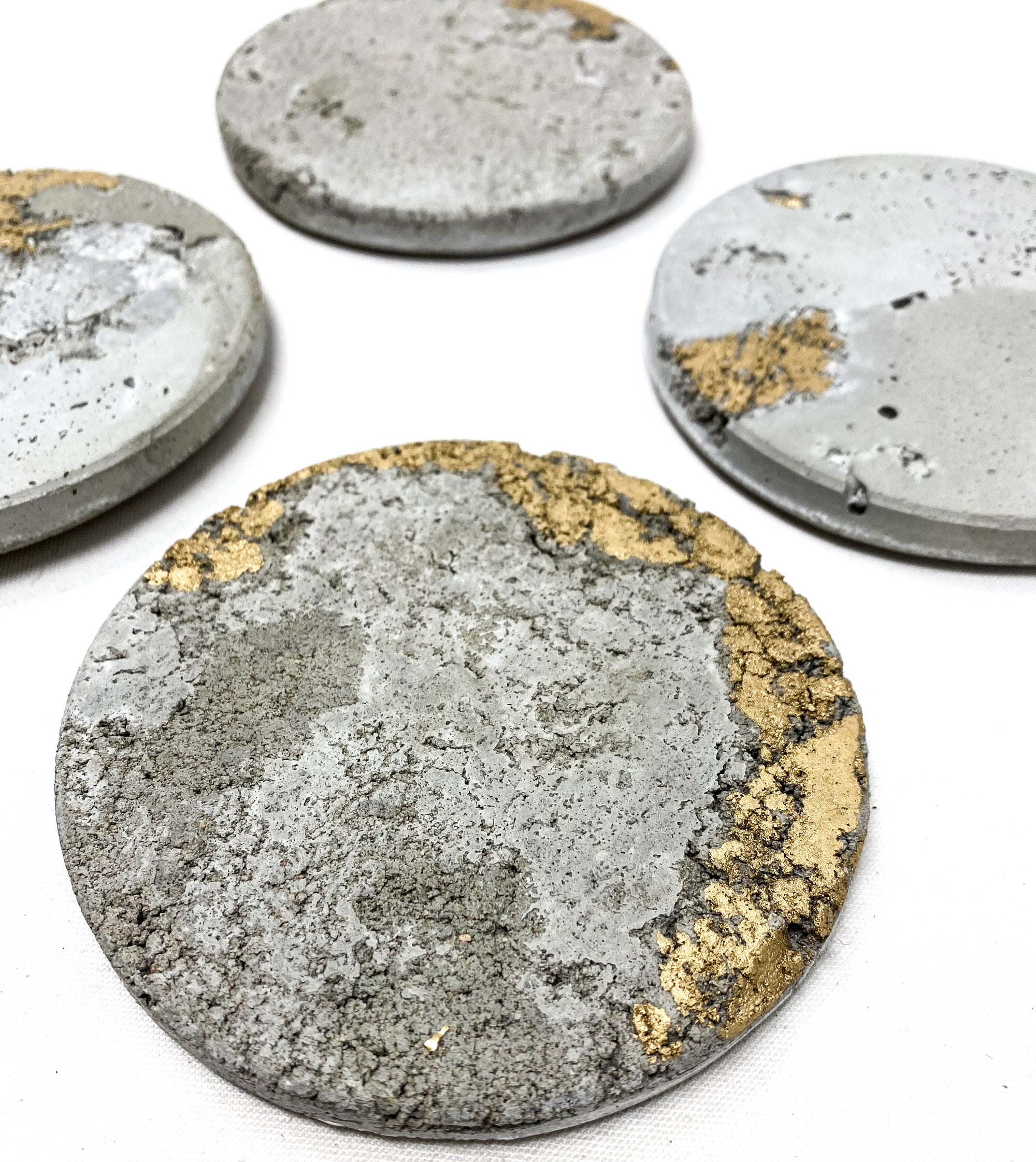 Gold Leaf Concrete Coaster Set
