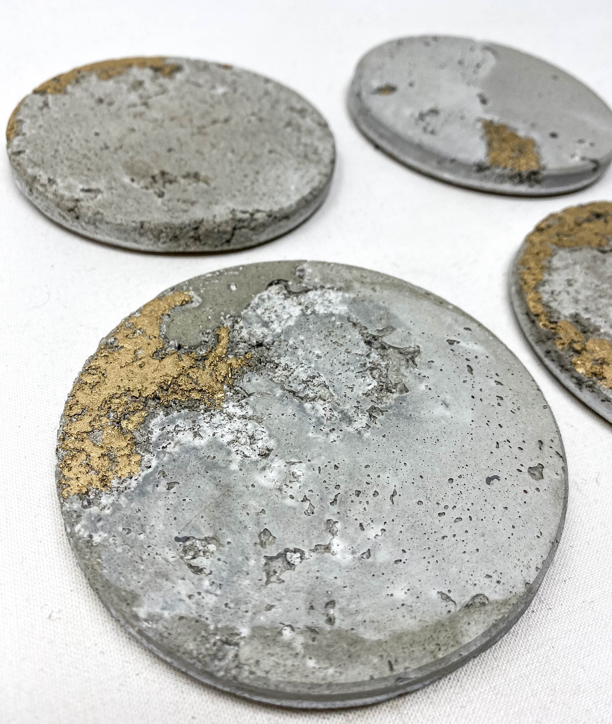 Gold Leaf Concrete Coaster Set