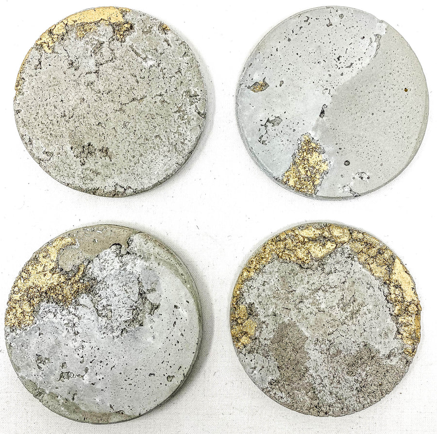 Gold Leaf Concrete Coaster Set