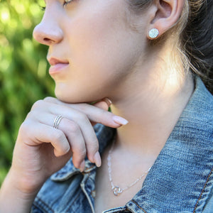 hammered disc studs - sterling silver