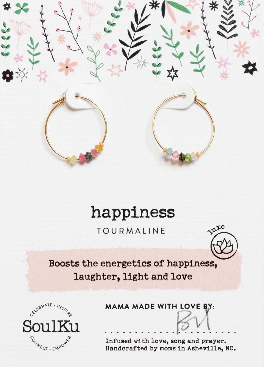 Happiness Gold-Filled Hoop Earrings - Rainbow Tourmaline