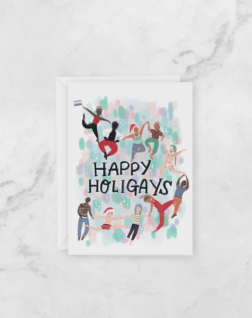 Holiday Greeting Card - Happy Holigay - Christmas Cards - Peach or Plum