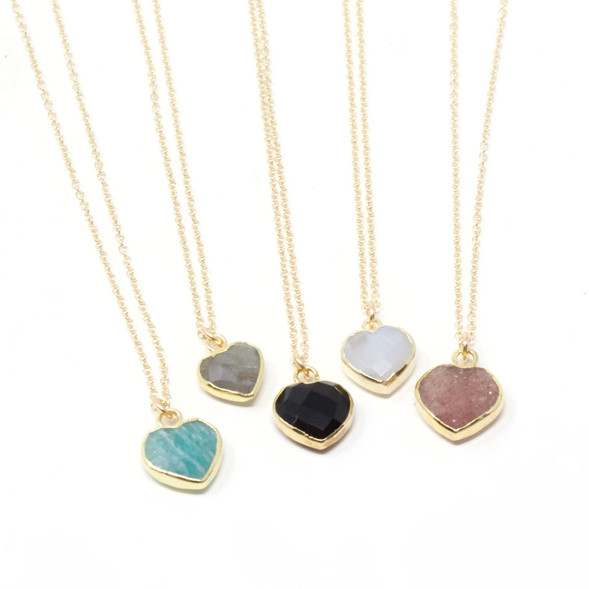 925 Sterling Silver Rainbow Multi Gemstone Heart Necklace Charm Pendant