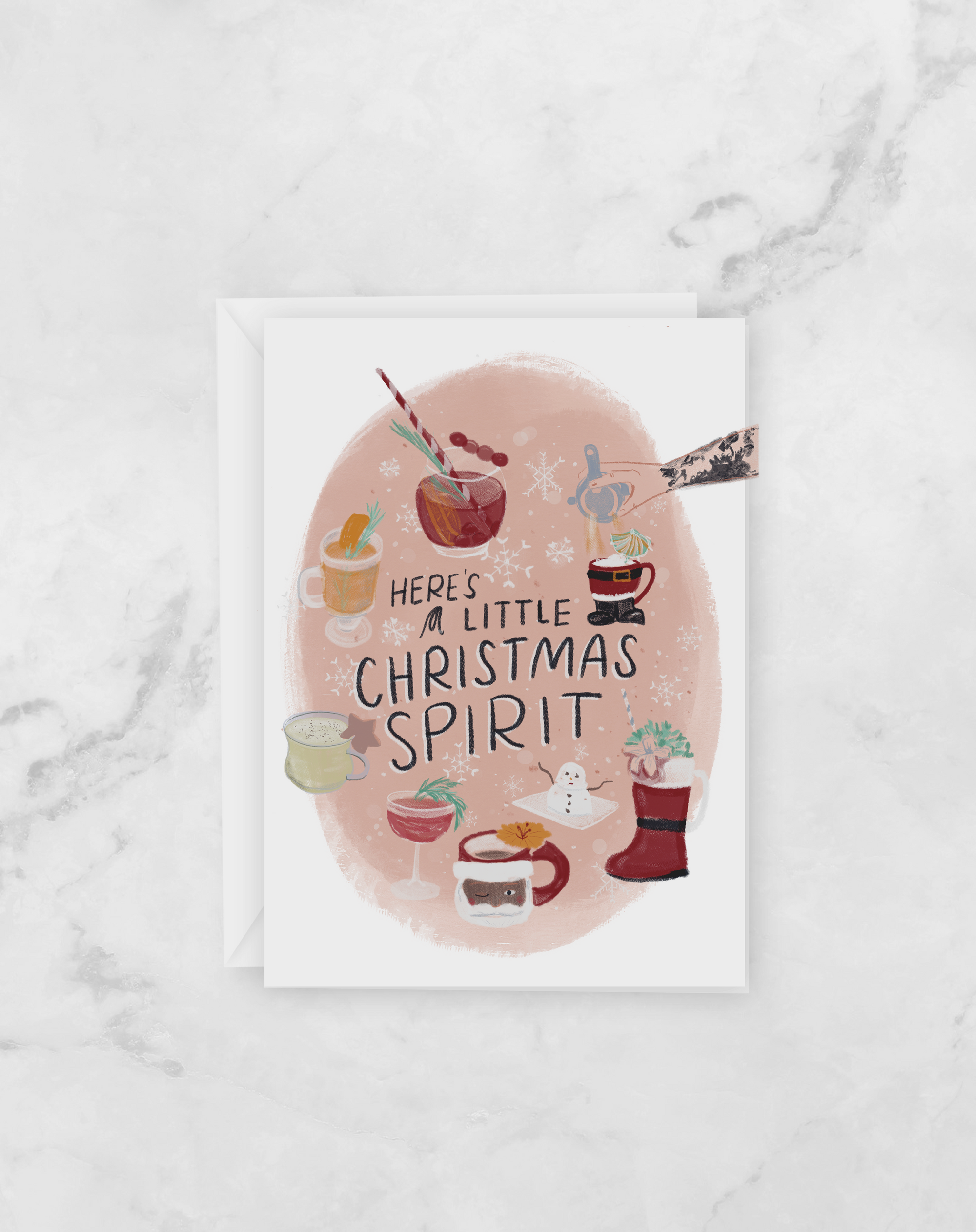 Holiday Greeting Card - Christmas Spirit - Christmas Cards - Peach or Plum