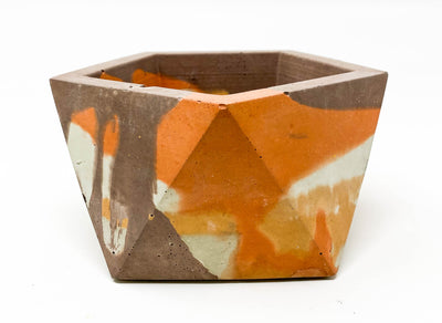 Concrete Geometric Icosahedron Pot (Desert Series)