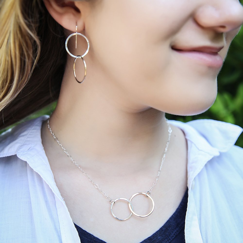 Large Interlocking Pendant - mixed metals