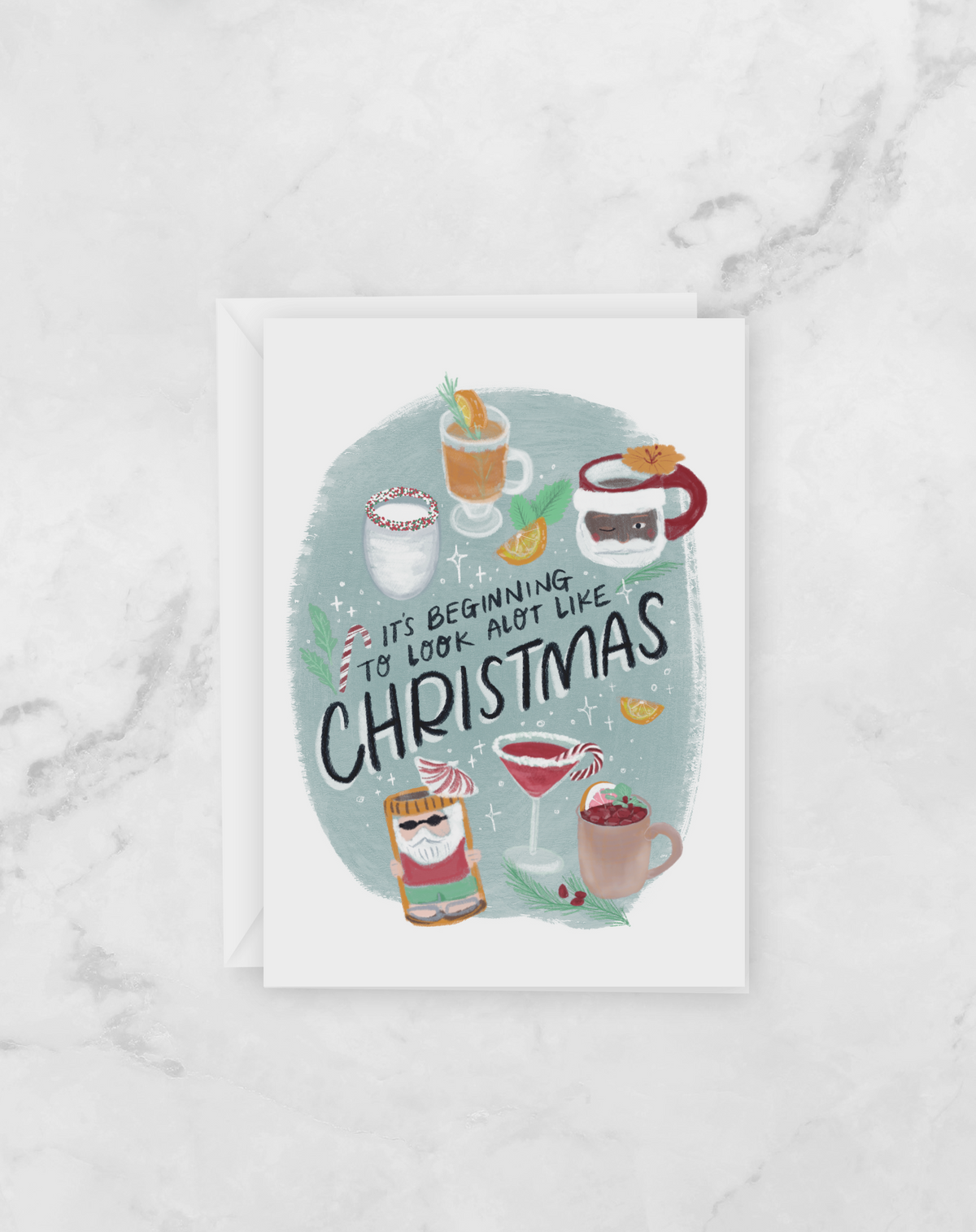 Holiday Greeting Card - Christmas Cocktails - Christmas Cards - Peach or Plum