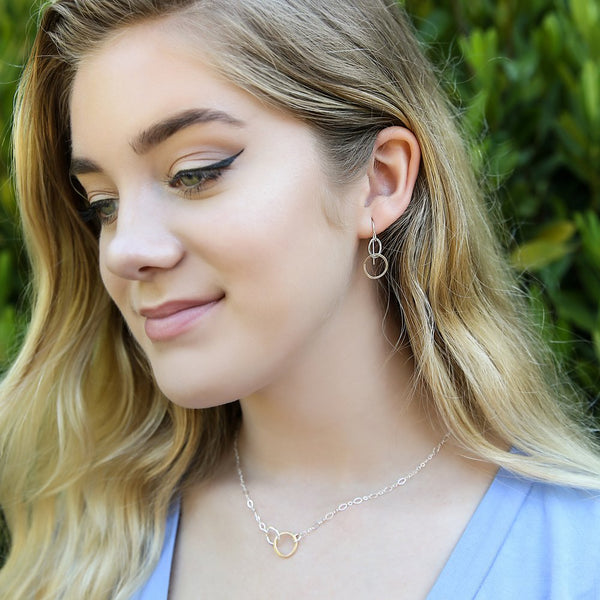 Mini Interlocking Earrings - mixed metals