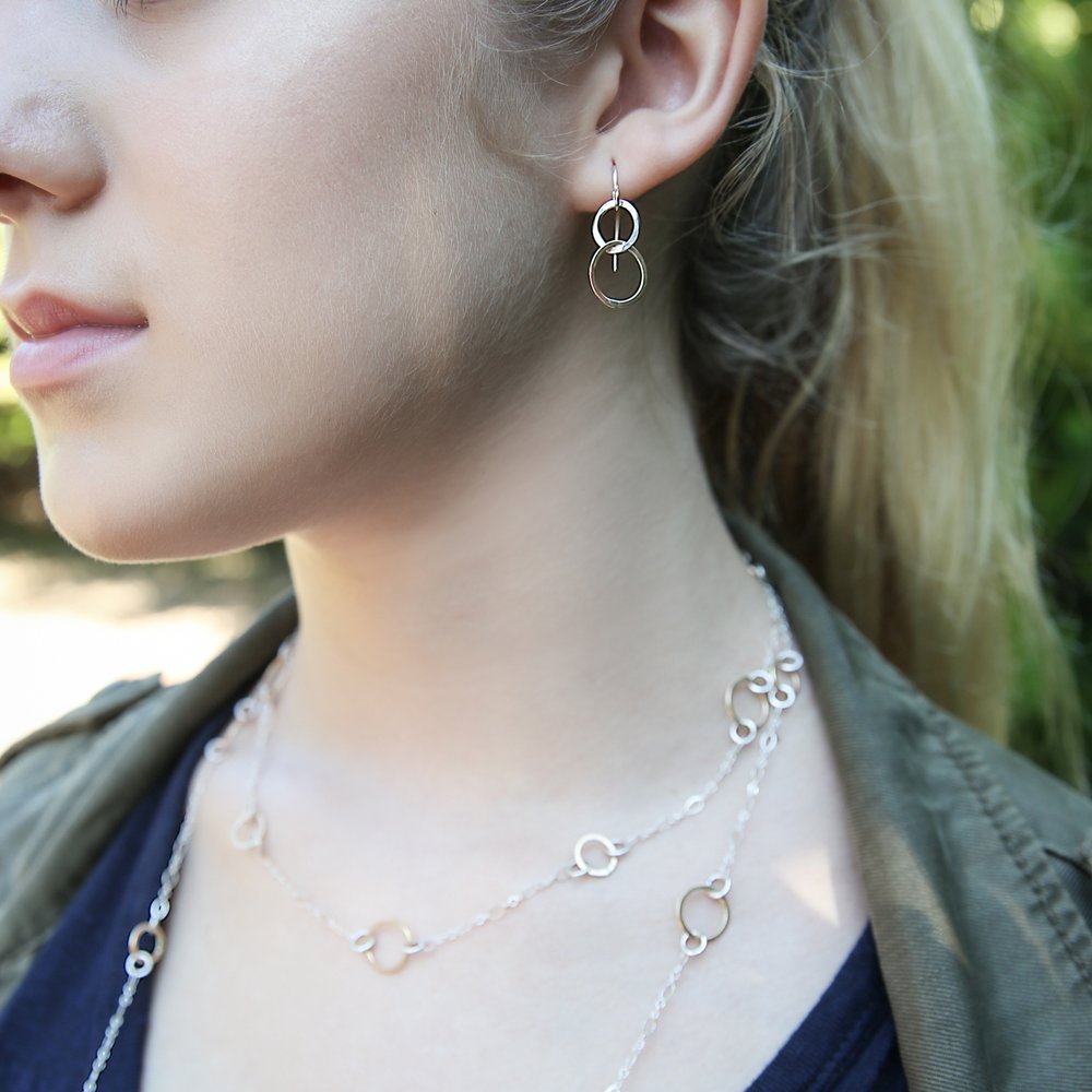 Mini Interlocking Earrings - mixed metals