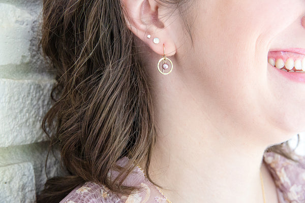 Pearl Halo Earrings - sterling silver