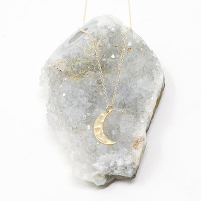 Crescent Hammered Moon Necklace