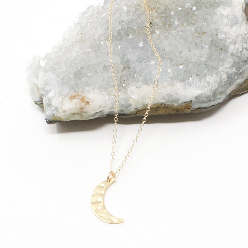 Crescent Hammered Moon Necklace