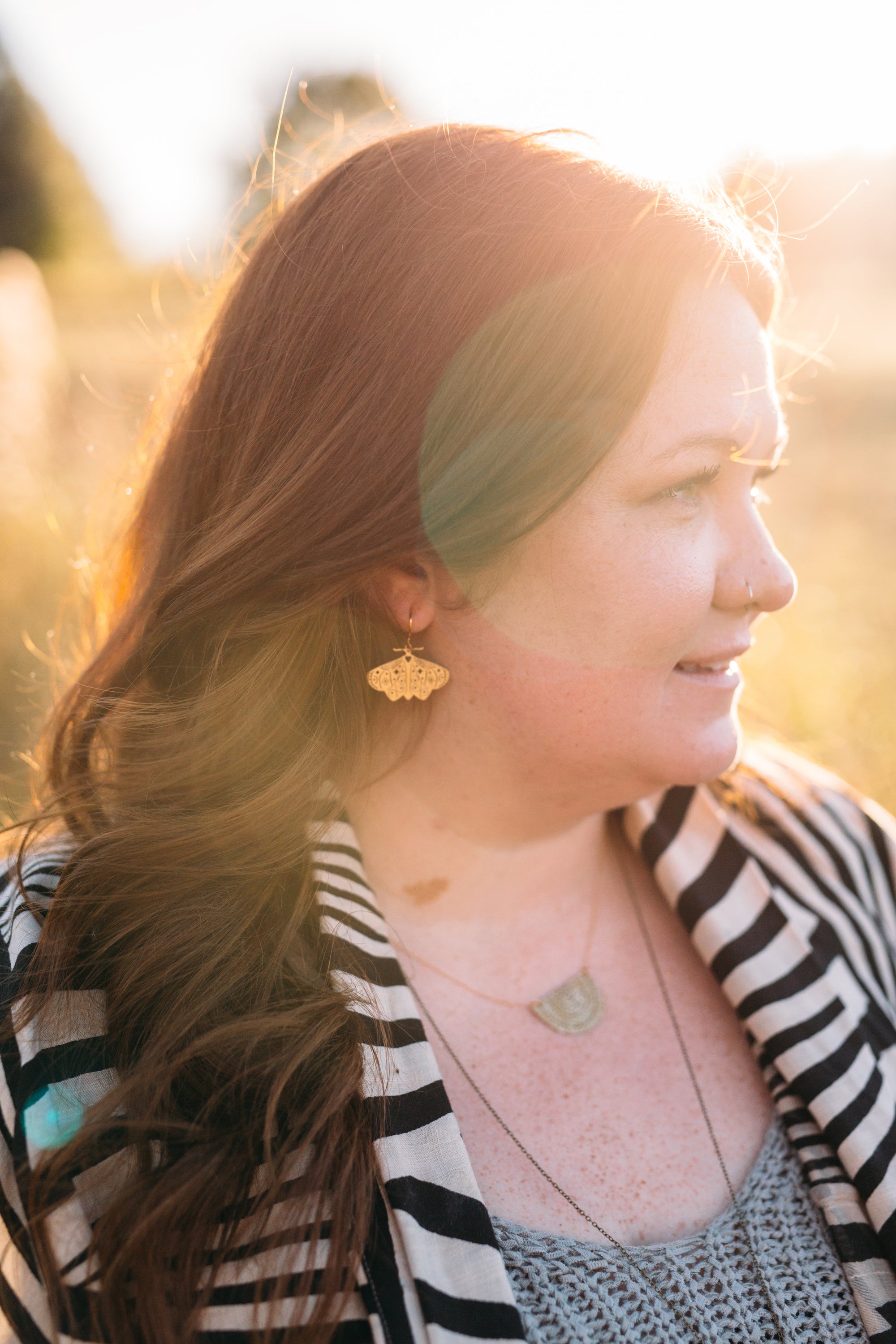 Brass Moth Earrings