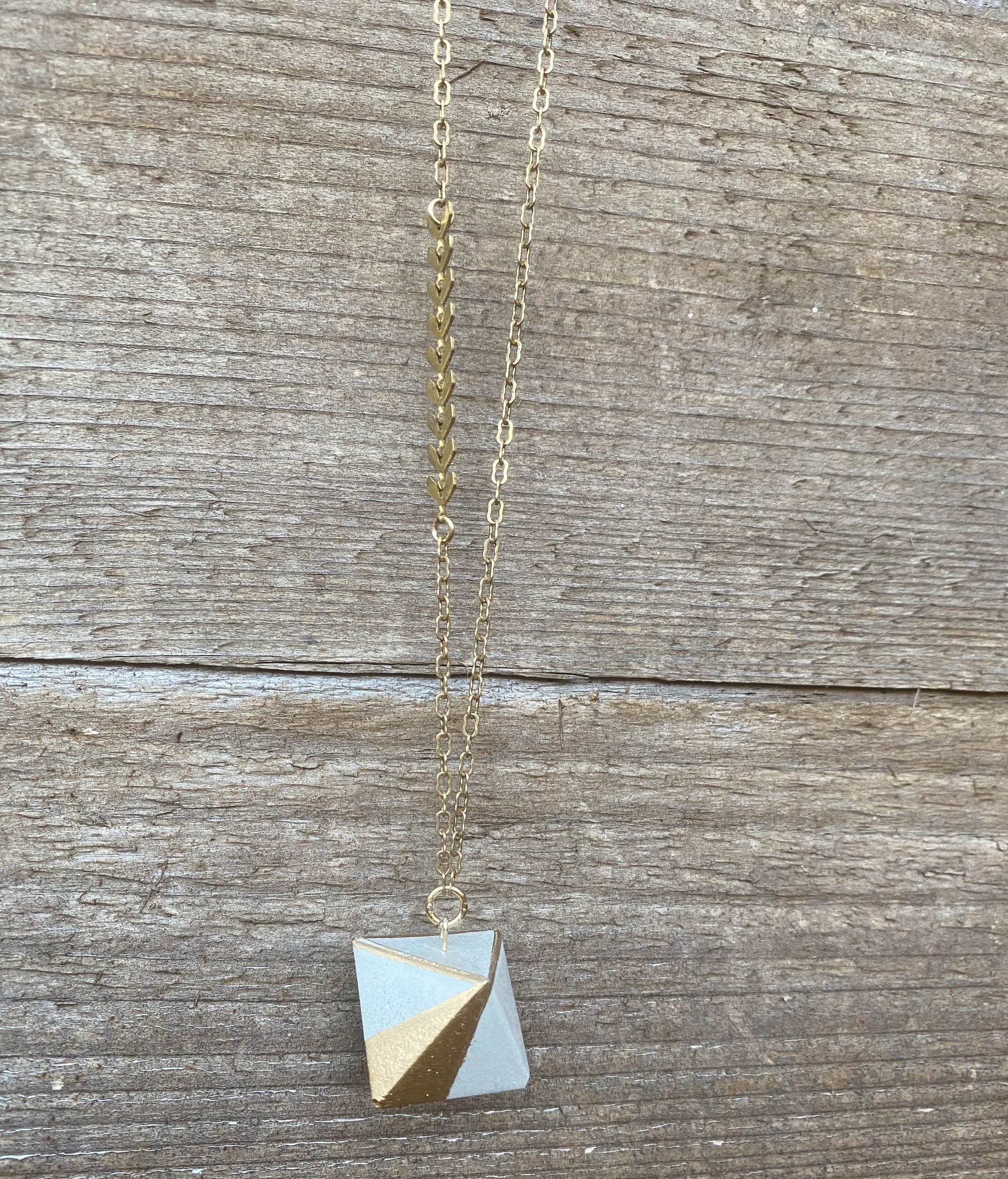 Concrete Octahedron Necklace